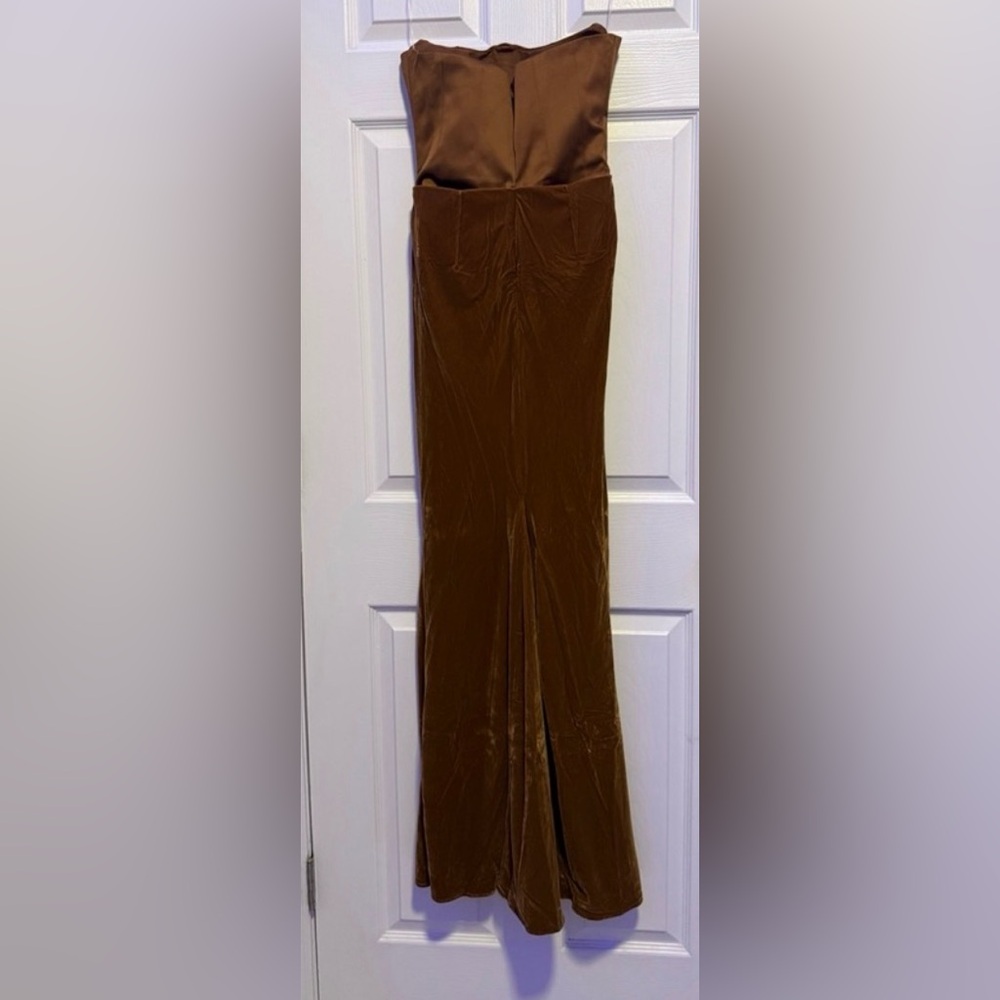 House of CB Strapless Brown Velvet Corset Gown - Picture 10 of 15